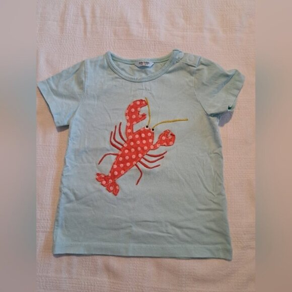 Baby Boden girls 2-3 years lobster applique short sleeve shirt, has a few marks - Picture 1 of 7